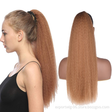 22inch100g Afro Kinky Straight Long Ponytail Synthetic Hair Pieces Natural Drawstring Ponytail Hair Extensions Pieces